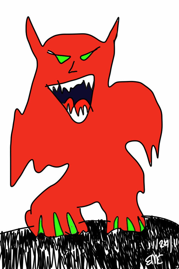 Red Monster 1 112411 Digital Art by Eric Elizondo