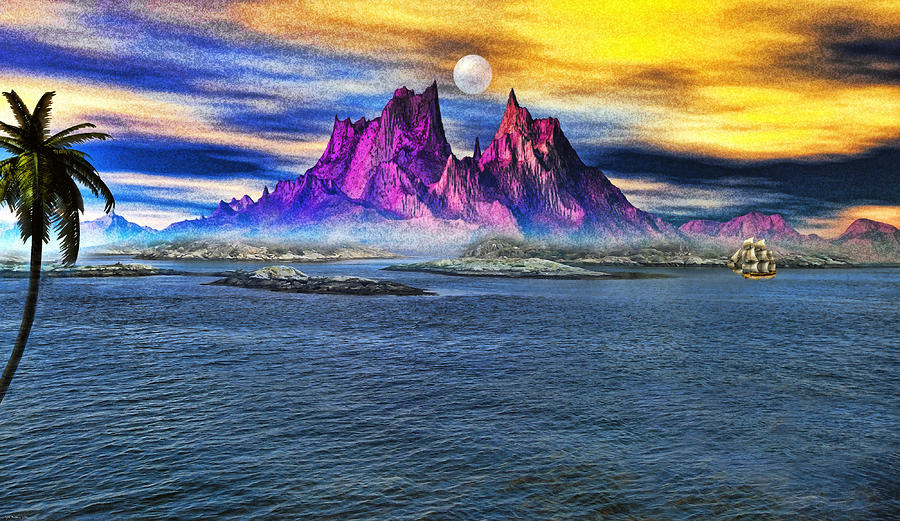 Red Mountain Island Mixed Media by Tyler Robbins