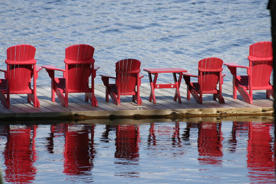 Muskoka Photograph - Red Muskoka Chairs by Dr Carolyn Reinhart Muskoka Photograph - Red Muskoka Chairs by Dr Carolyn Reinhart