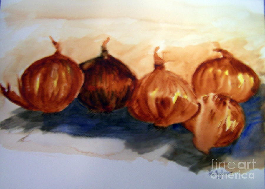 Burnt Umber Painting - Red Onions by Hal Newhouser
