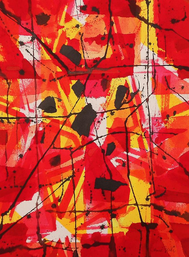 Red Orange Abstract Painting by Jamie Frier