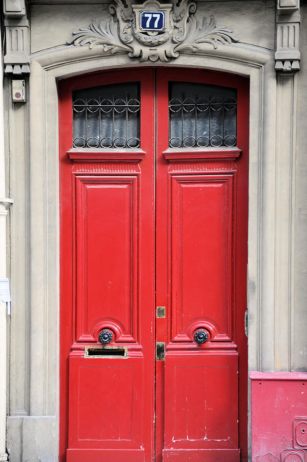 Red Paris Door Number 77 Photograph by Catherine Murton