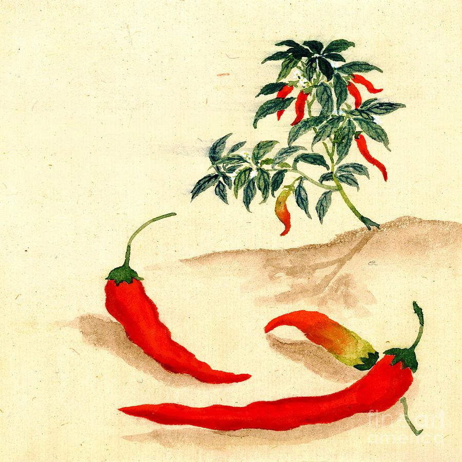 Red Peppers and Plant 1830 Photograph by Padre Art