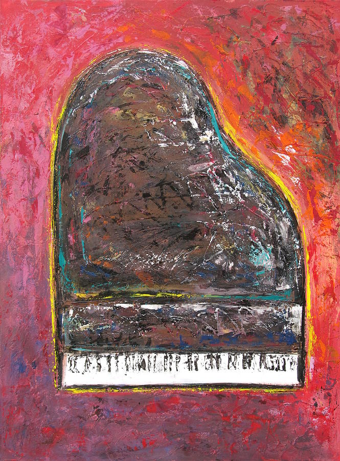 Red Piano Painting by Anita Burgermeister