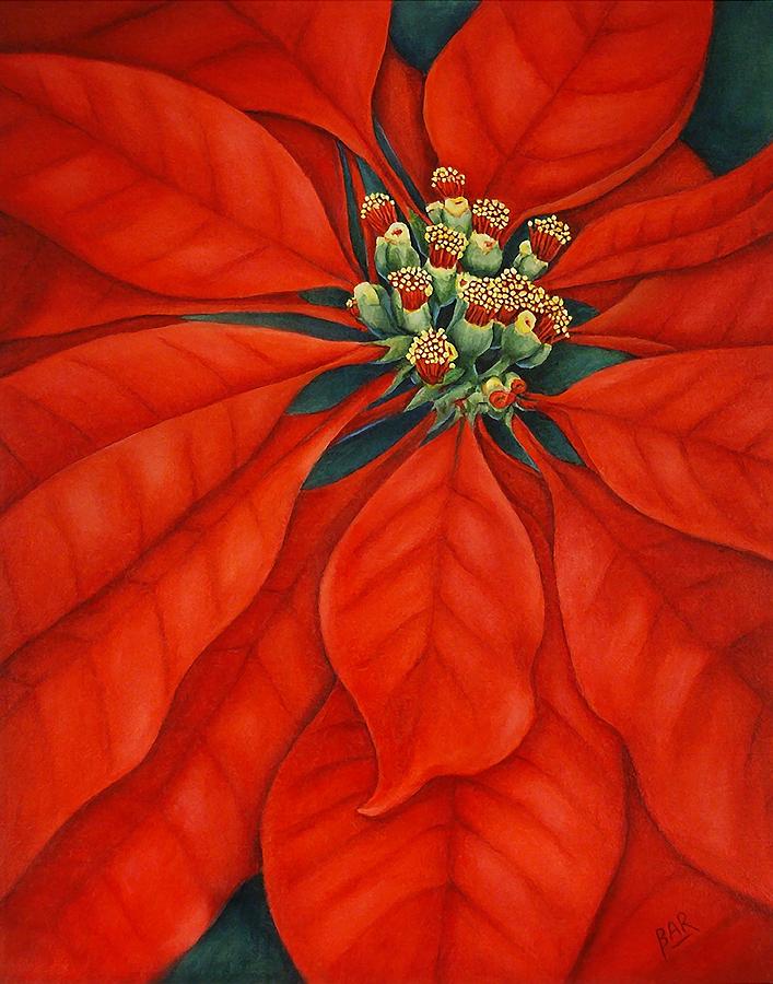 Christmas Painting - Red Poinsettia by Barbara Robertson