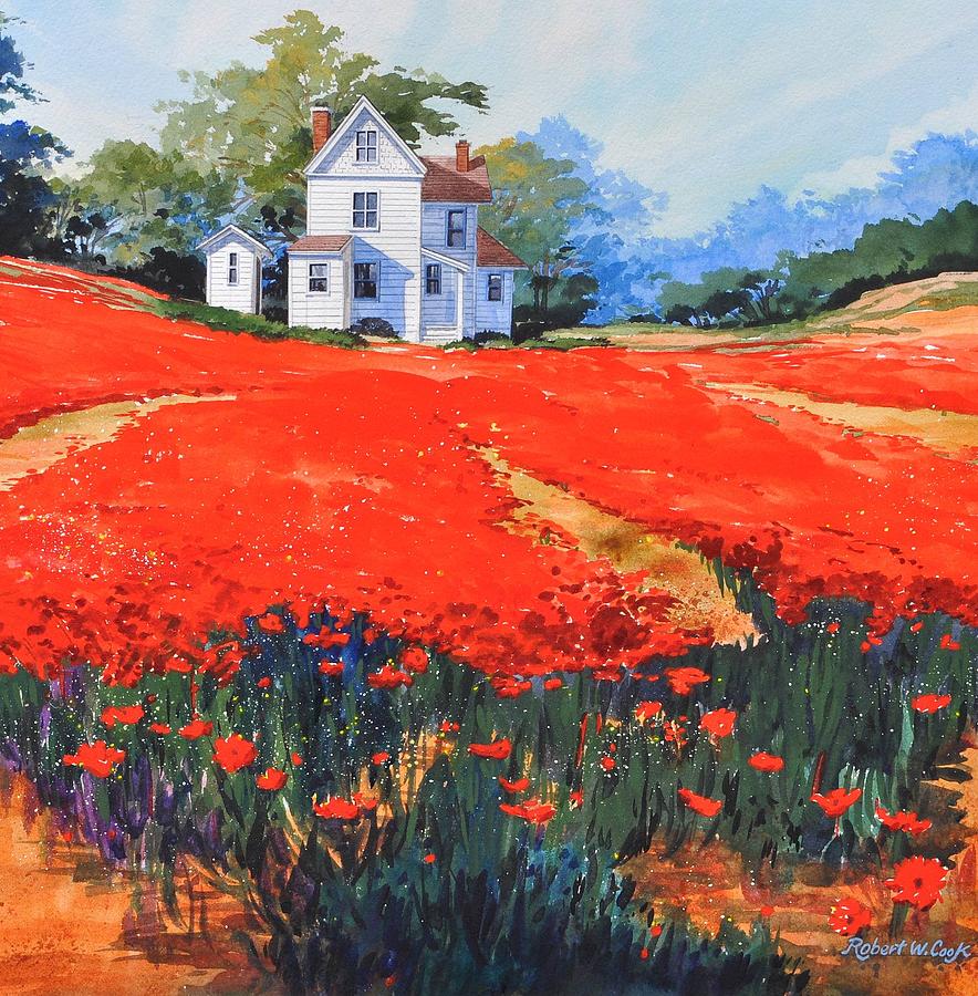 Red Poppies Painting by Robert W Cook 