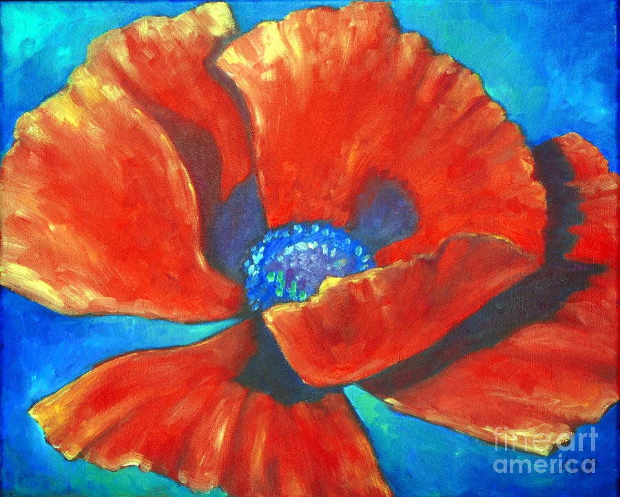 Red Poppy Painting by Audrey Peaty