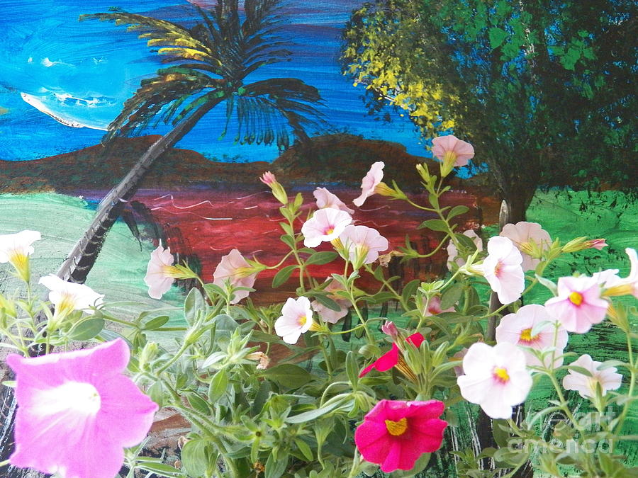 Red River Garden Island Painting by Judy Via-Wolff
