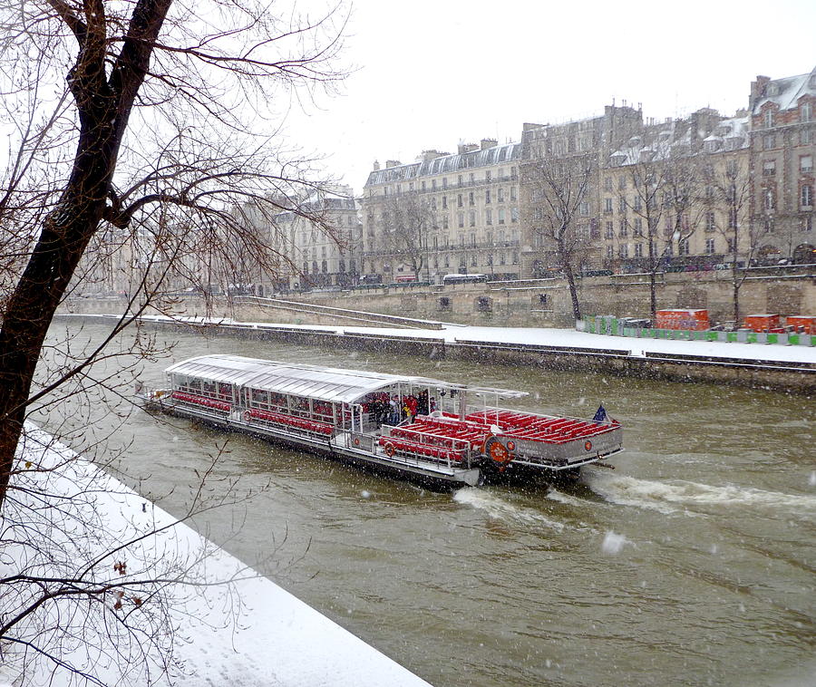 Red Riverboat on the Seine Photograph by Amelia Racca