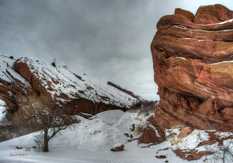 Red Rocks Winter Photograph by Stephen Johnson