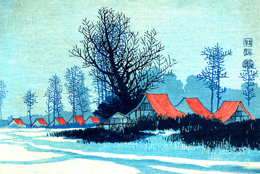 Red Roofs in Winter 1910 Photograph by Padre Art