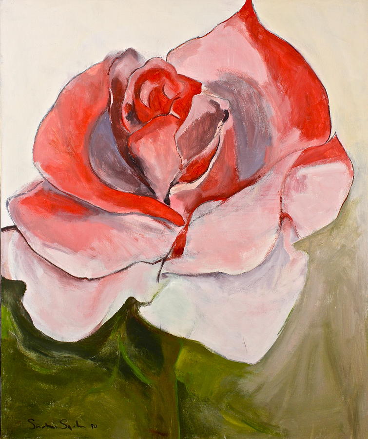 Red Rose-2-Posthumously presented paintings of Sachi Spohn  Painting by Cliff Spohn