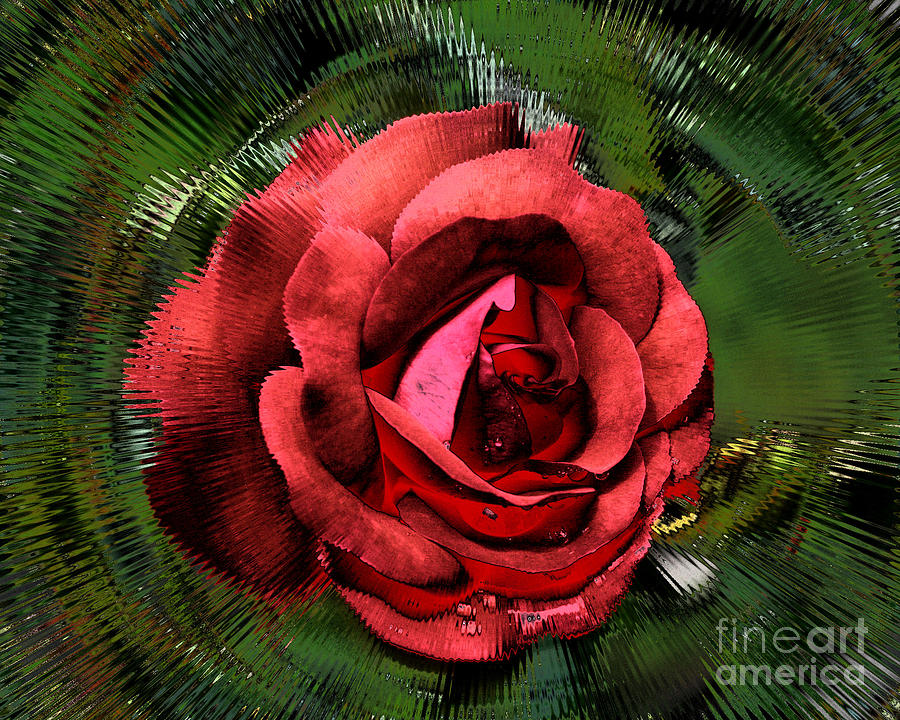 Red Rose In Glass Digital Art by Smilin Eyes Treasures