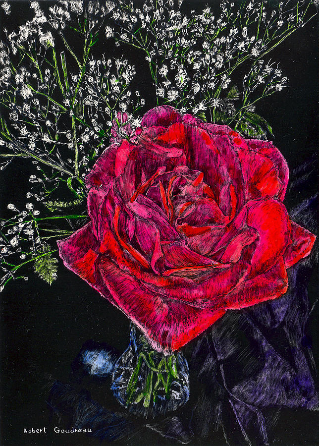 Roses Painting - Red Rose by Robert Goudreau Roses Painting - Red Rose by Robert Goudreau