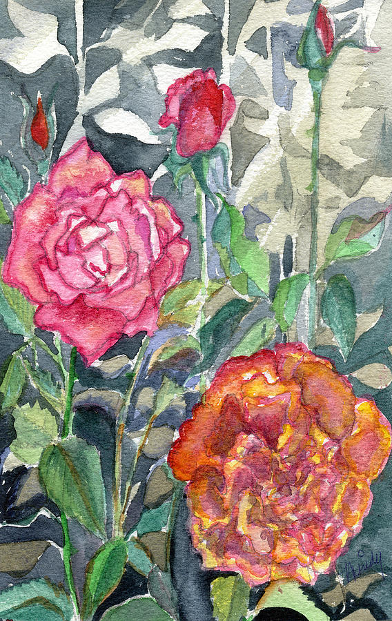 Red Roses Painting by Mindy Newman