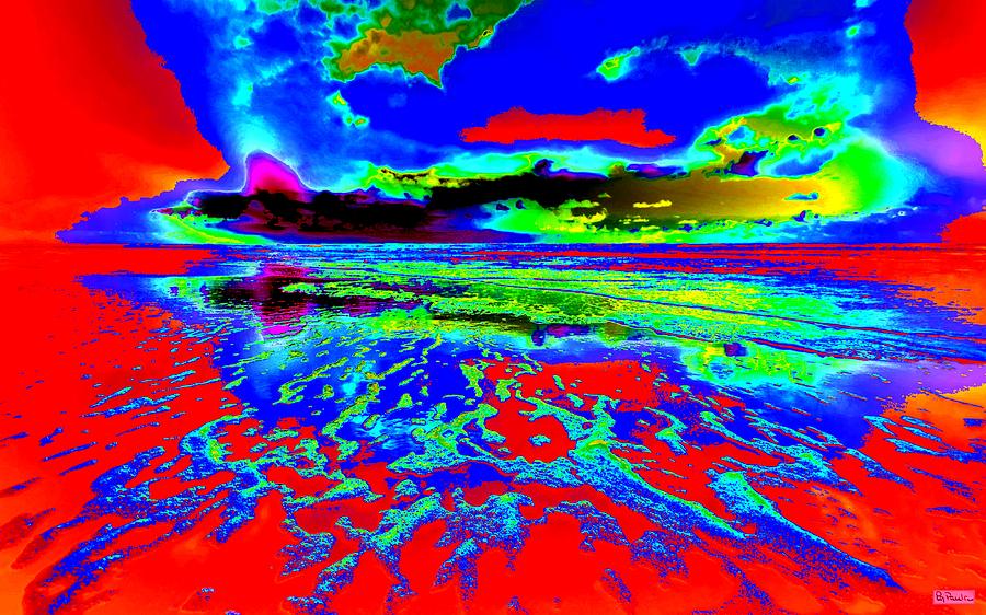 Primary Colors Digital Art - Red Sea Sunset by Paula Greenlee