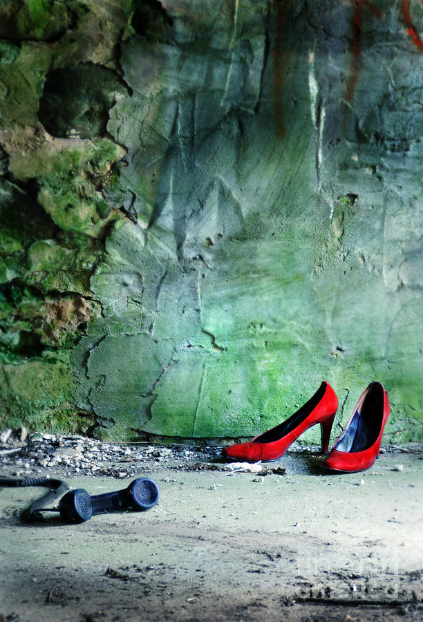 Red Shoes And Telephone Photograph by Jill Battaglia