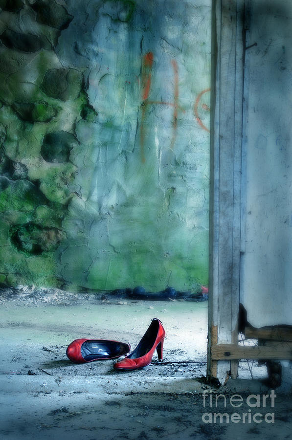 Red Shoes In Abandoned Building Photograph by Jill Battaglia
