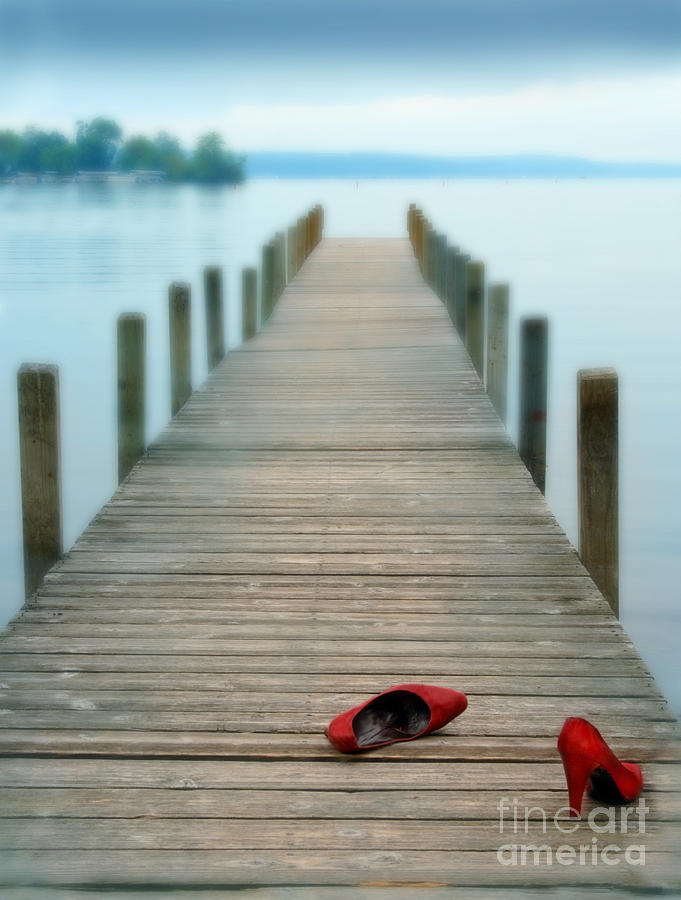 Red Shoes On Dock Photograph by Jill Battaglia