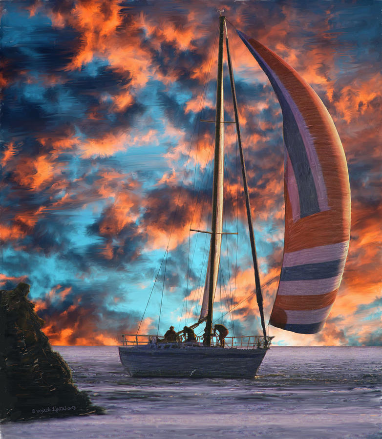 Sail Digital Art - Red Sky at Night by Walt Jackson