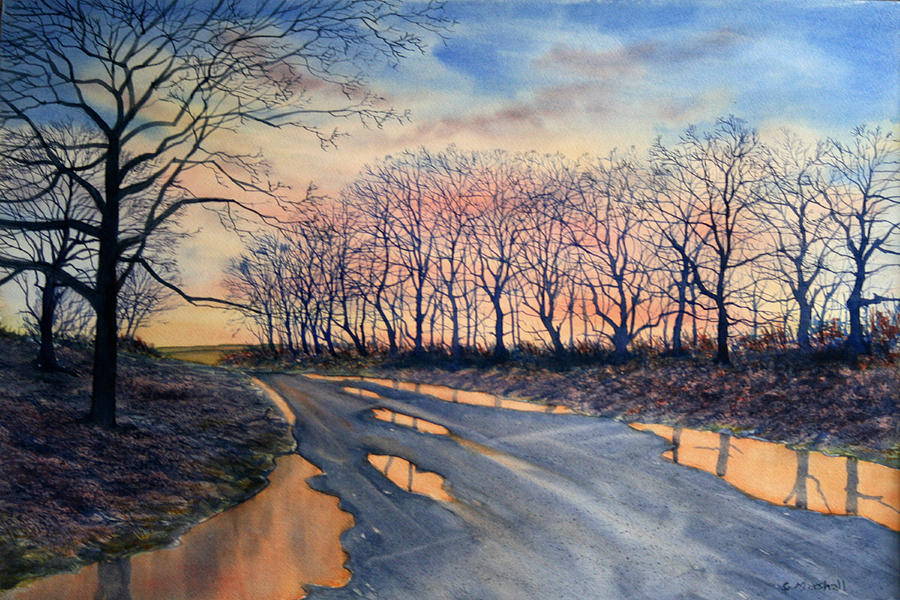 Red Sky on the Road from Sledmere Painting by Glenn Marshall