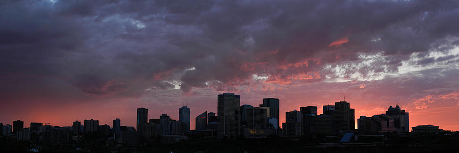 Red Skyline Edmonton Photograph by David Kleinsasser