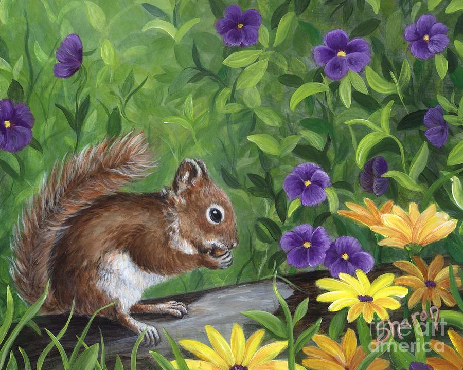 Red Squirrel Painting by Sharon Molinaro