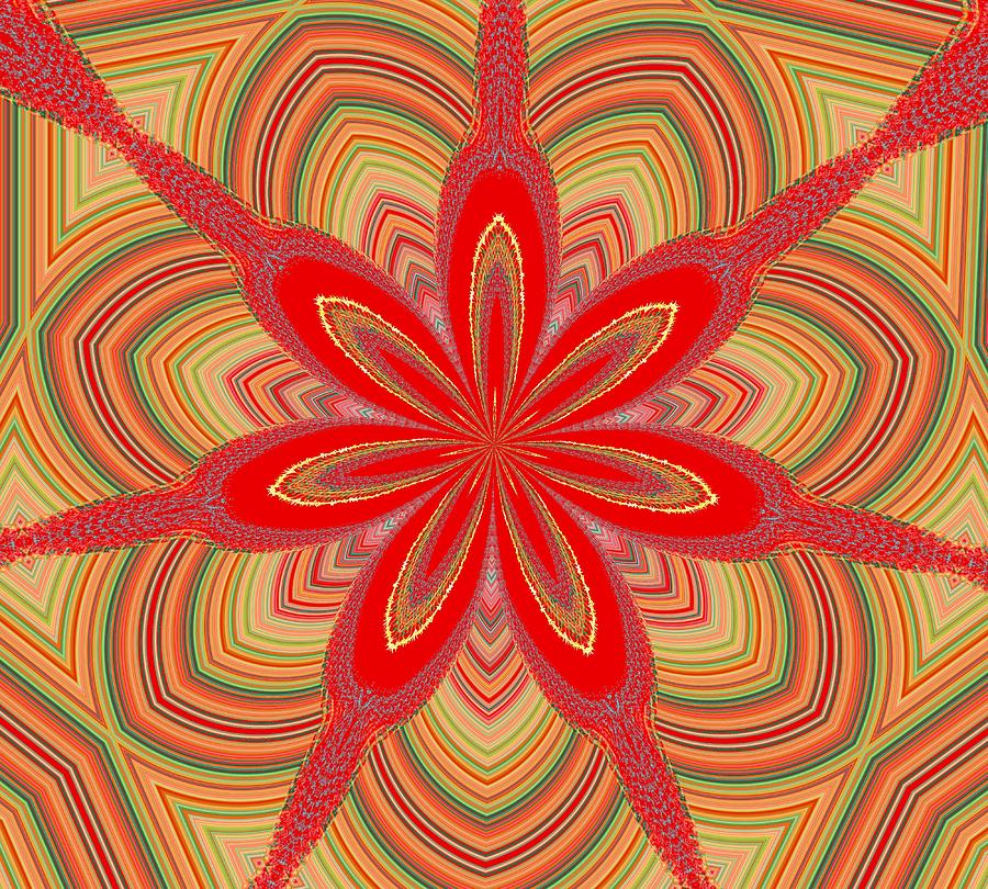 Red Star Brocade Digital Art by Alec Drake