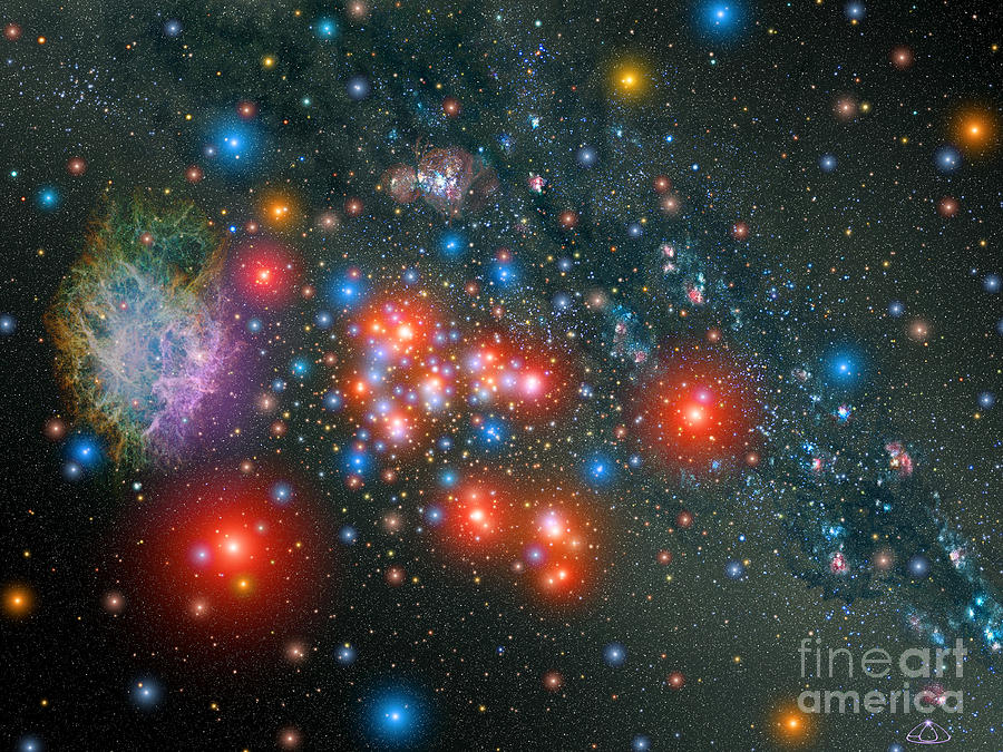 Red Super Giant Cluster With Associated Photograph by Stocktrek Images