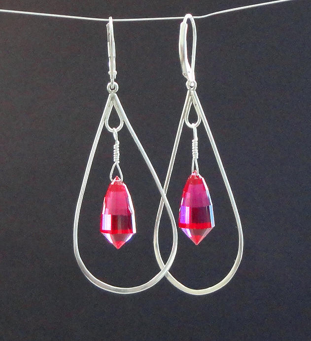 Robin Jewelry - Red Topaz  Acorn Cut Briolette Chandelier Drop Earrings by Robin Copper