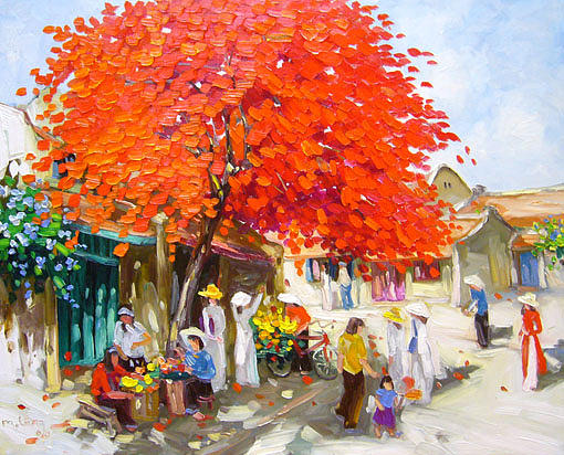 Red tree 04 Painting by Anh Quang