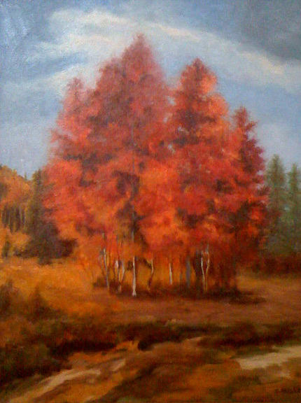 Red Trees Painting by Sylvia Miller