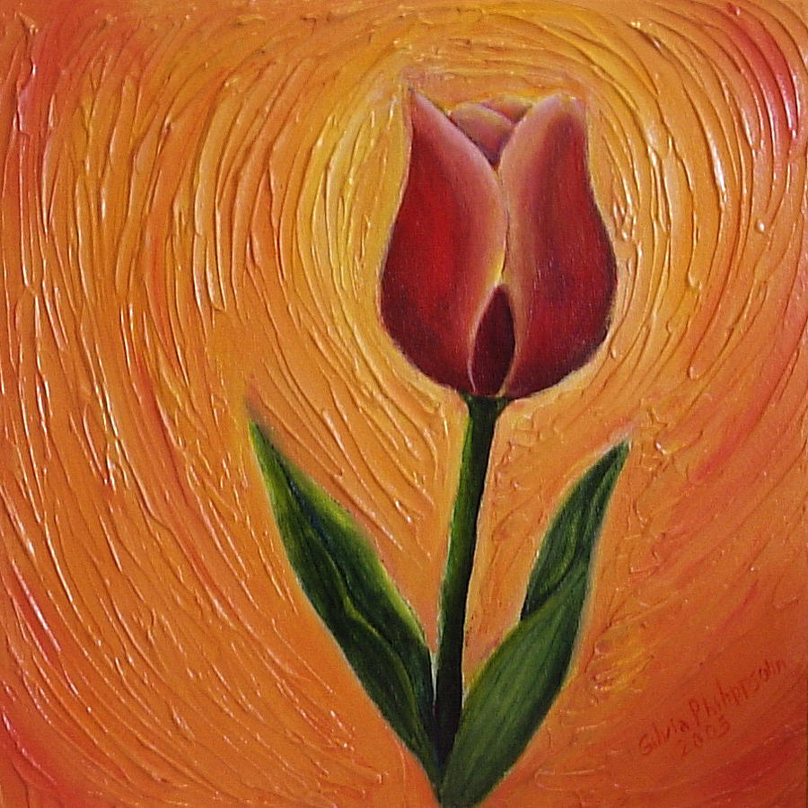 Red Tulip Painting by Silvia Philippsohn