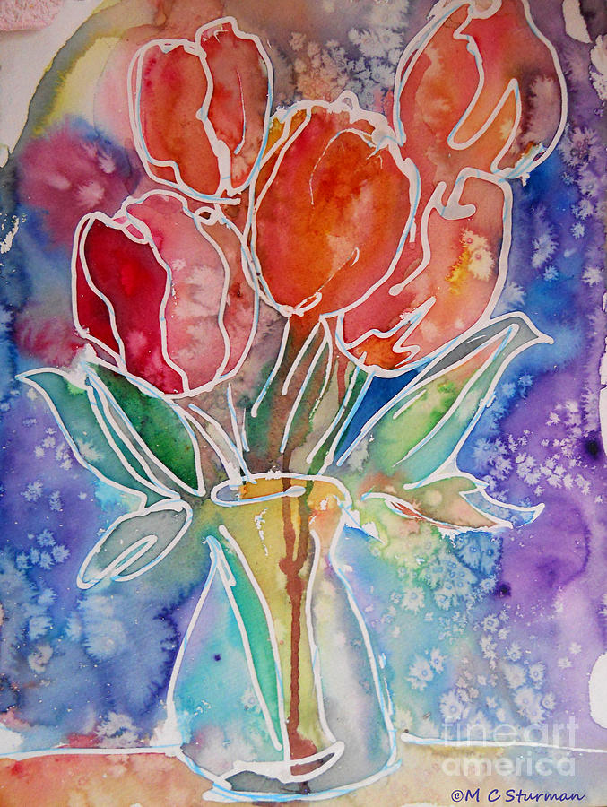 Red tulips Mixed Media by M c Sturman