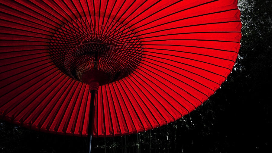 Abstract Photograph - Red Umbrella by Laszlo Rekasi