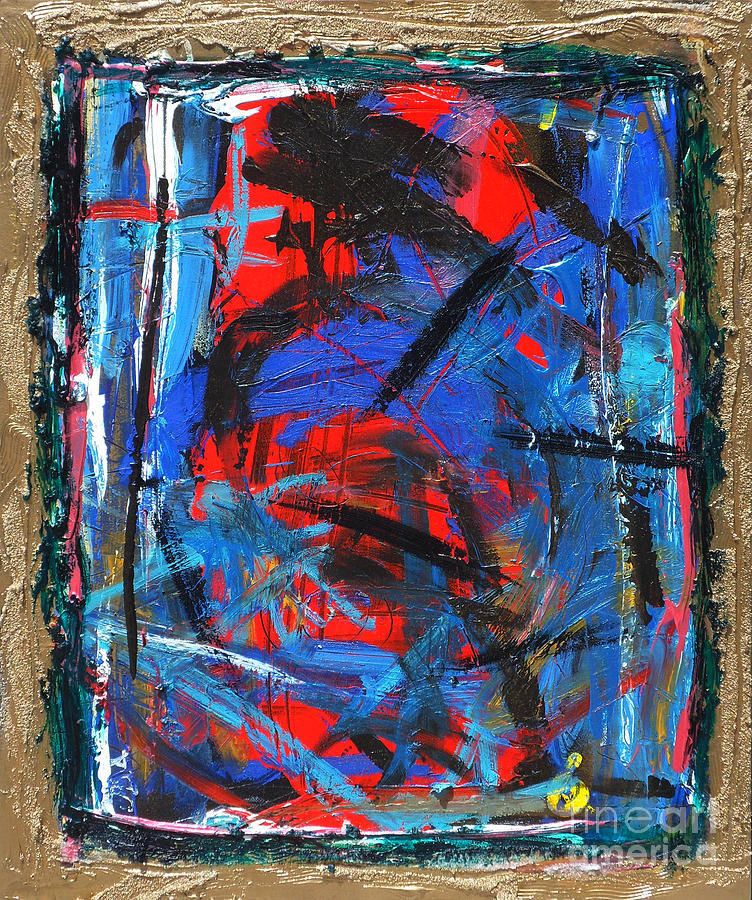 Blue Painting - Red v Blue by David Abse