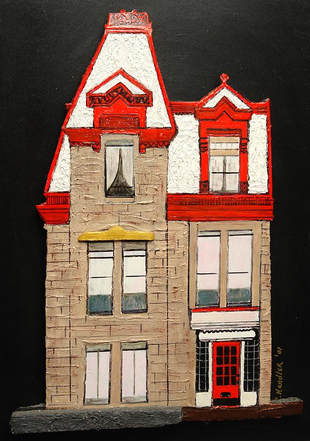 Landscape Painting - Red Victorian Mansion-Montreal by Robert Handler