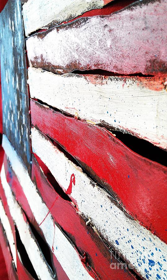 Flag Mixed Media - Red White and Blue by Erik Johnson