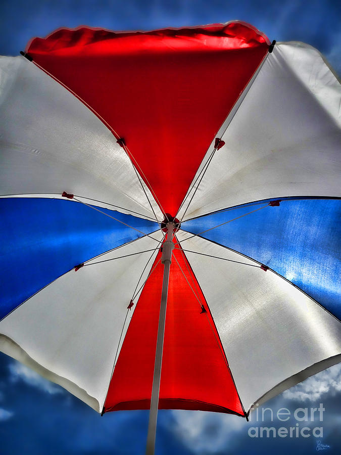 Umbrella Photograph - Red White and Blue by Jeff Breiman