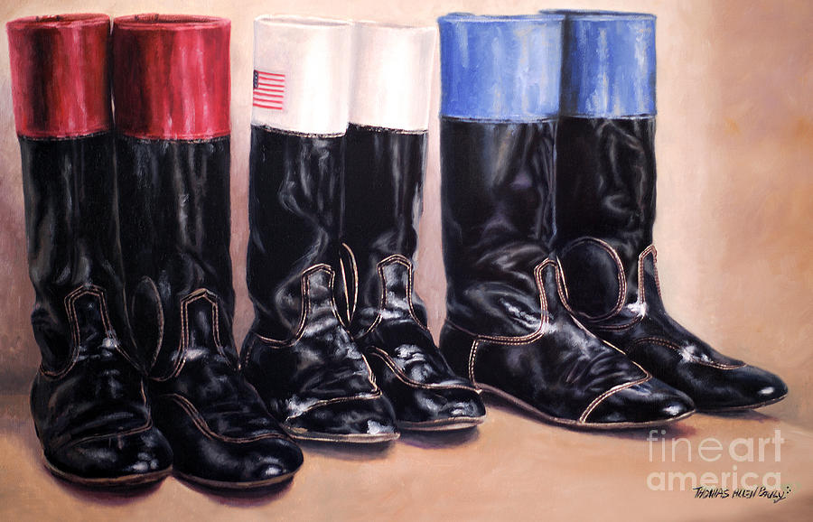 Jockey Boots Painting - Red White and Blue by Thomas Allen Pauly Jockey Boots Painting - Red White and Blue by Thomas Allen Pauly