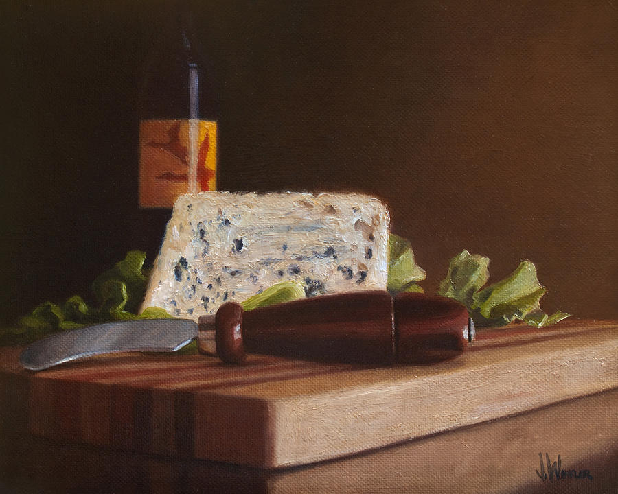 Red Wine and Bleu Cheese Painting by Joe Winkler