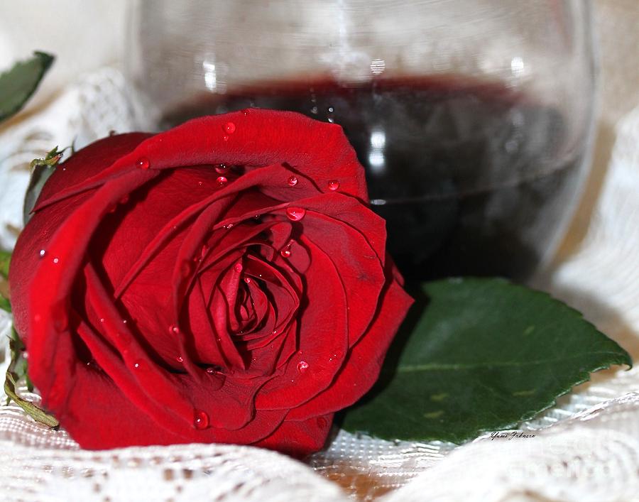 Red Wine and Rose Photograph by Yumi Johnson