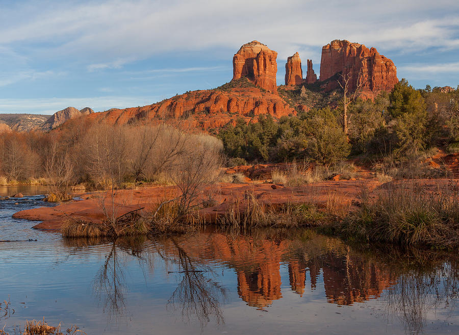 Reflection at Cathedral Rock Photograph by Peter Skiba