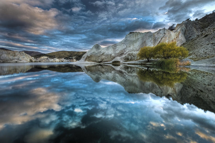 Reflection On Blue Lake St Bathans New Photograph by Colin Monteath
