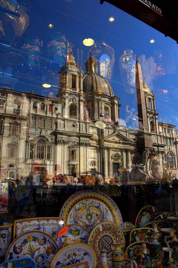 Reflection Piazza Navona Photograph by Caroline Stella