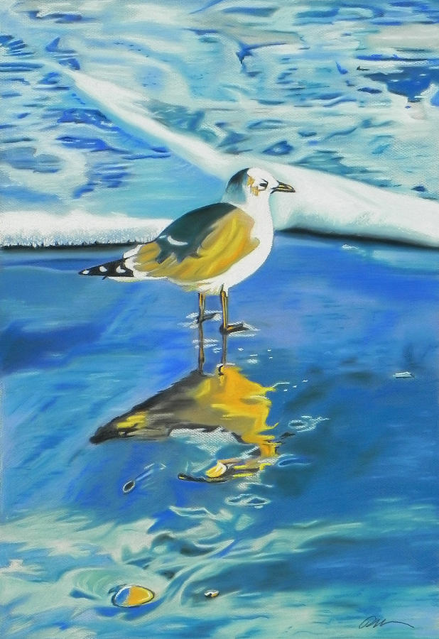 Seagull Painting - Reflections in the Sand by Paul Miners