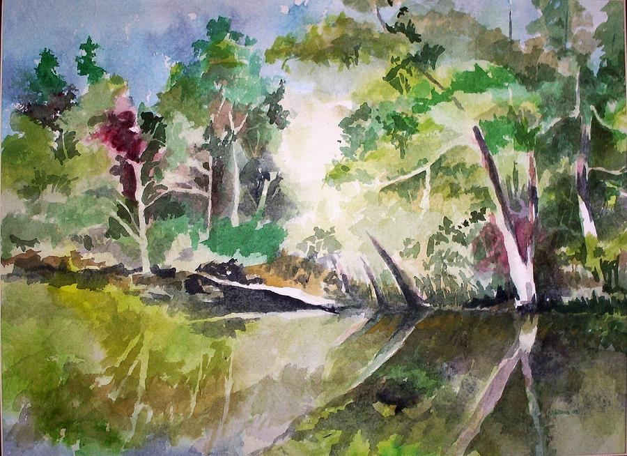 Reflections of Blackwater river Fl. Painting by Richard Willows