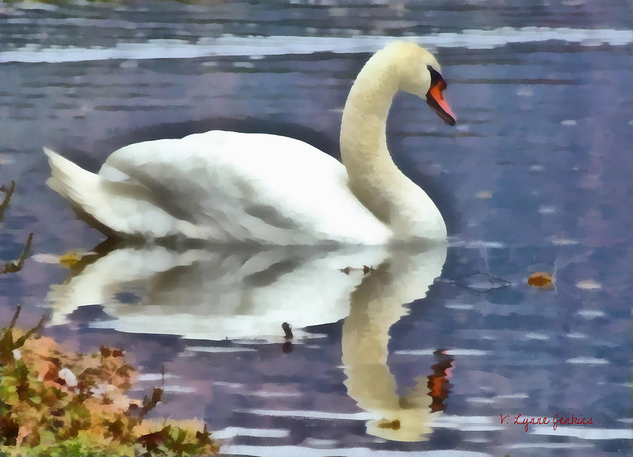 Reflective Swan Painting by Lynne Jenkins