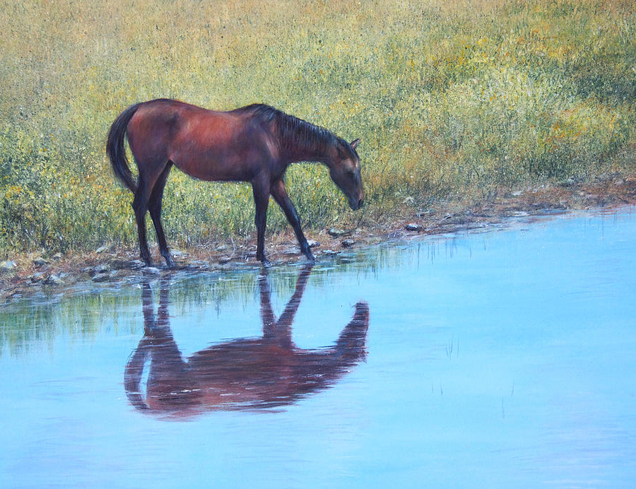 Horse Painting - Refreshment by Janet Landrum Horse Painting - Refreshment by Janet Landrum