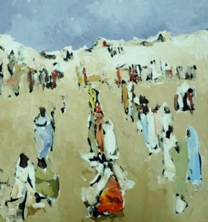 Landscape Painting - Refugees  by Negoud Dahab